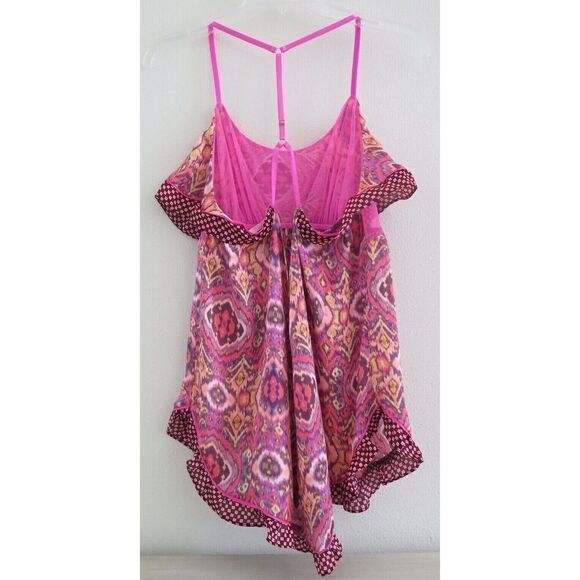 Victoria's Secret Women's Sz M/L Pink Multi Babydoll Racerback Tank Nightie - Picture 2 of 10